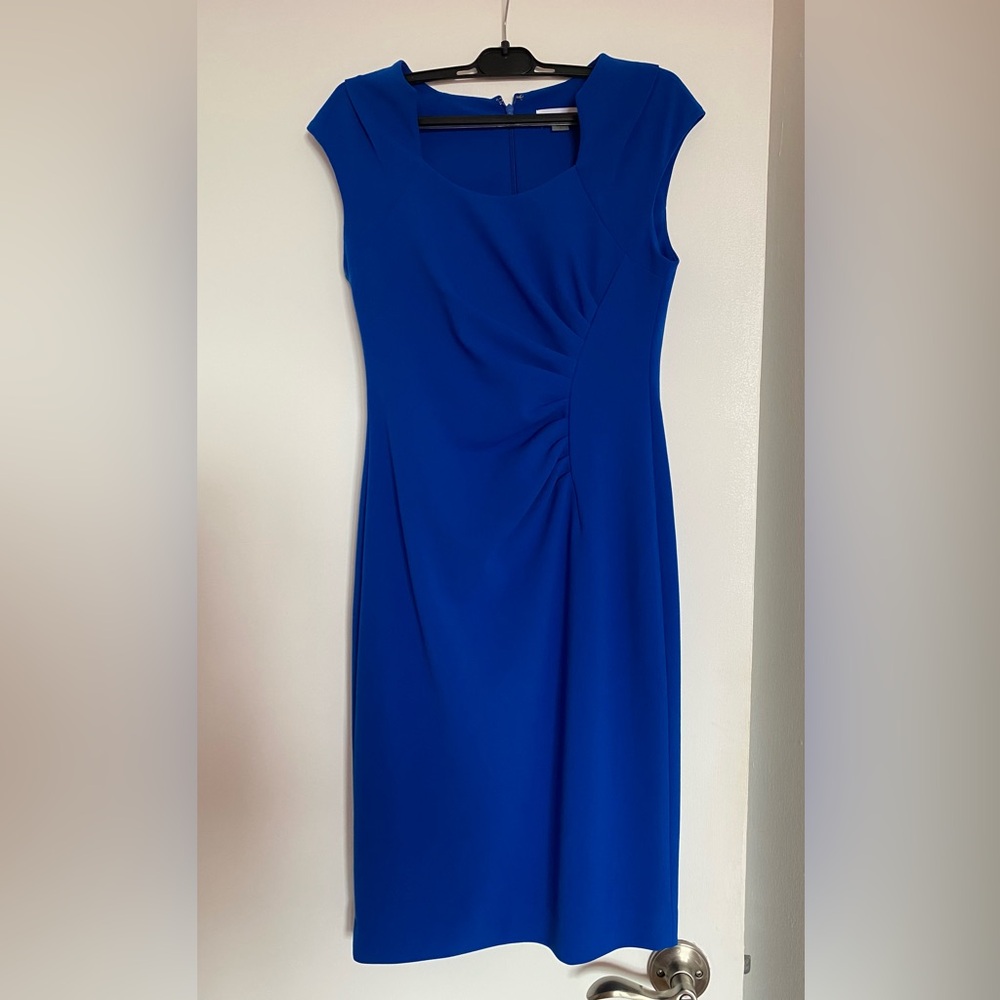 Blue Ruched Midi Dress